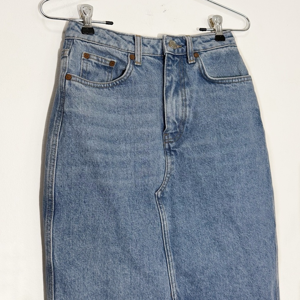 Mango MNG Jolie Denim Midi Maxi Skirt, Light Blue size XXS - Picture 4 of 10